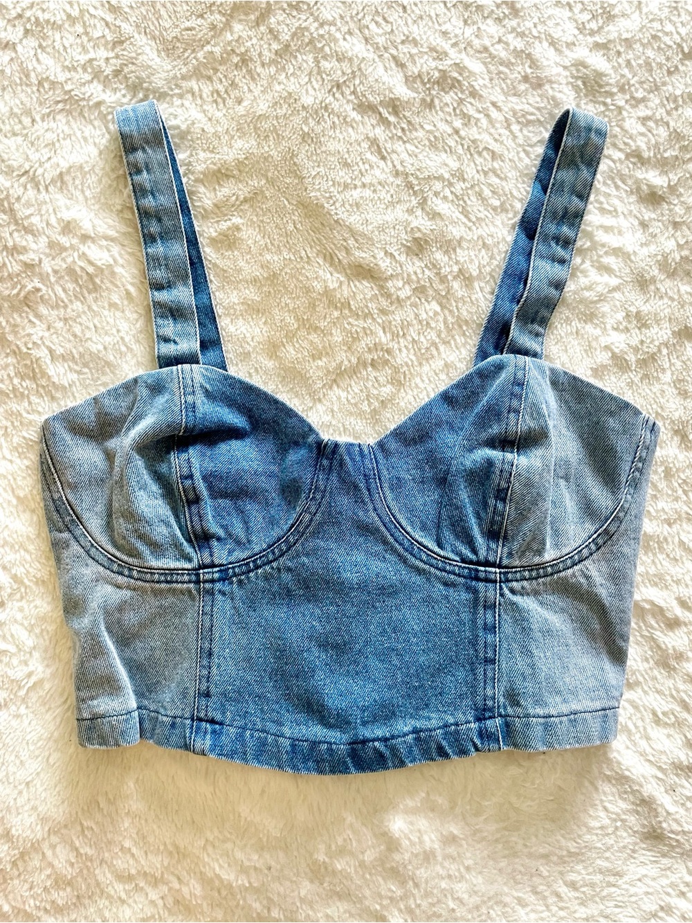 Hurley Two-Tone Blue Denim Cropped Bustier Top
